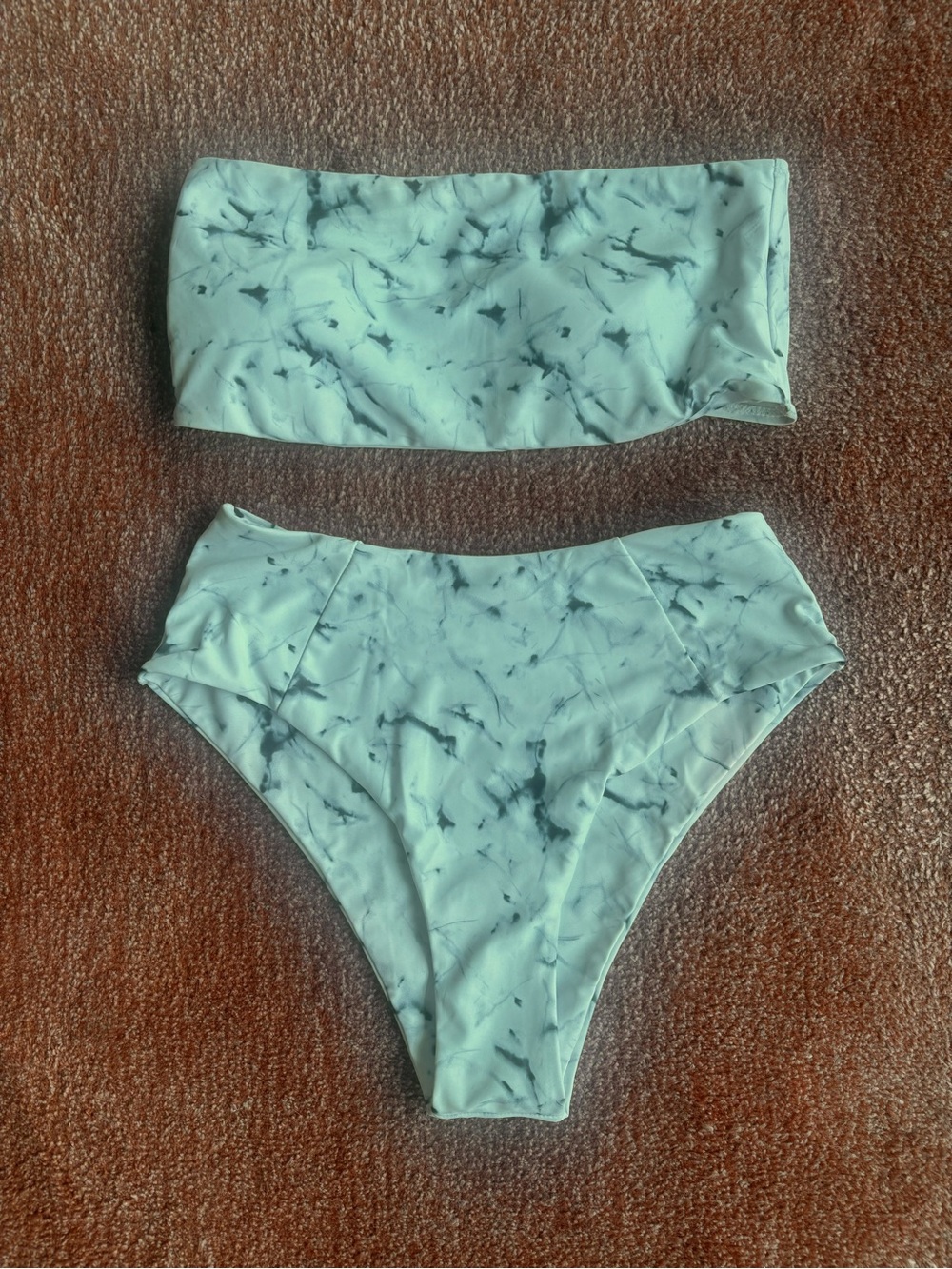 White and black  Marble Bandeau Bikini Set
